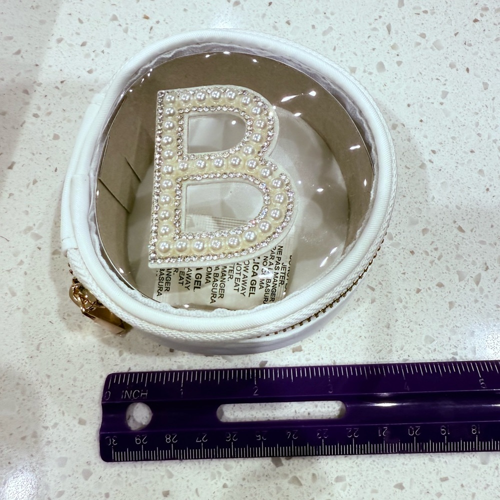 White Jewelry Case with Pearl Letter B